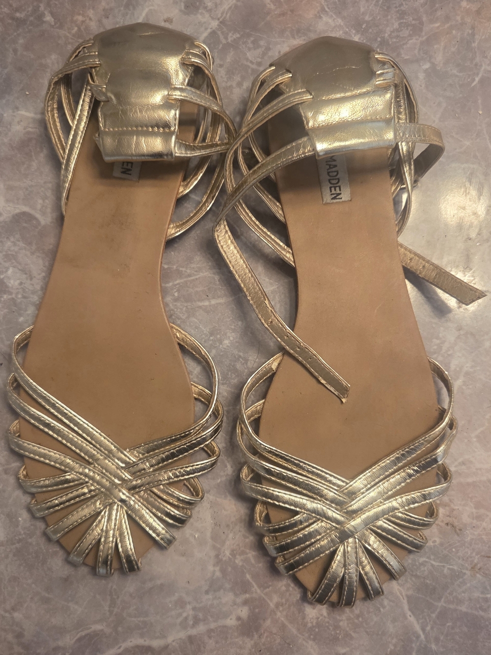 Steve Madden Gold Strappy Flat Sandals